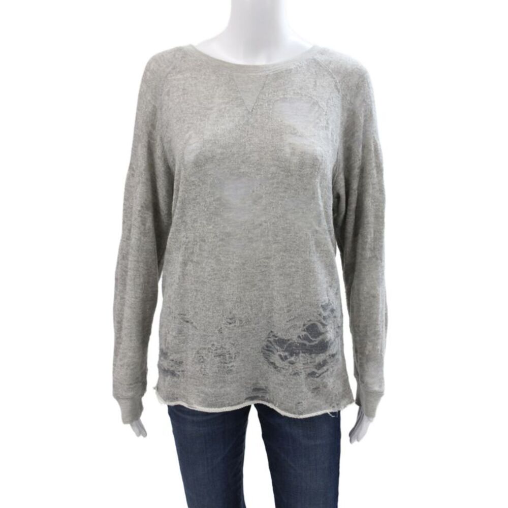IRO Jeans Women Pullover Sweater Gray Round Neck Long Sleeve Size XS